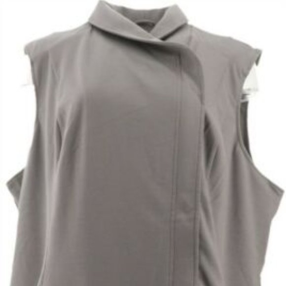 NWT LISA RINNA CHIC ASYMMETRIC CHARCOAL ZIP VEST LARGE - Picture 2 of 11